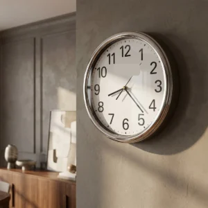 Polished Silver Easy-Read Wall Clock