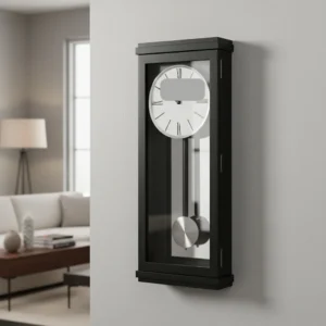 Black Satin Dual-Chime Pendulum Wall Clock