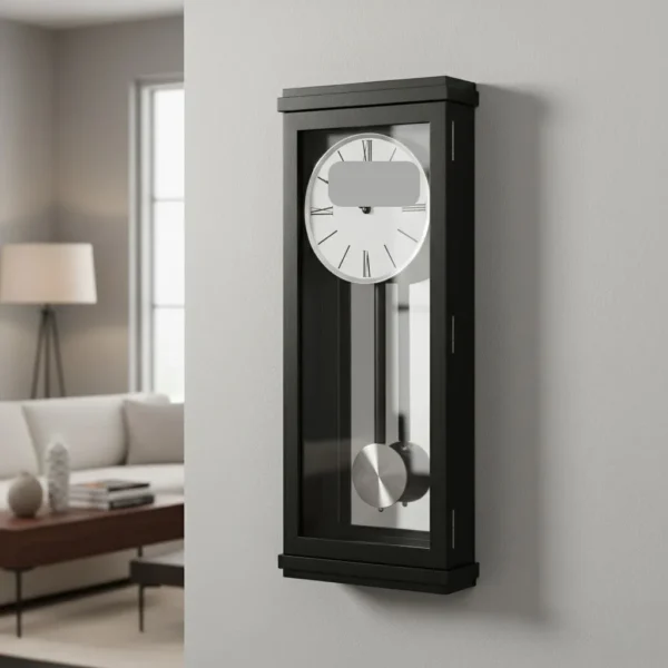 Black Satin Dual-Chime Pendulum Wall Clock