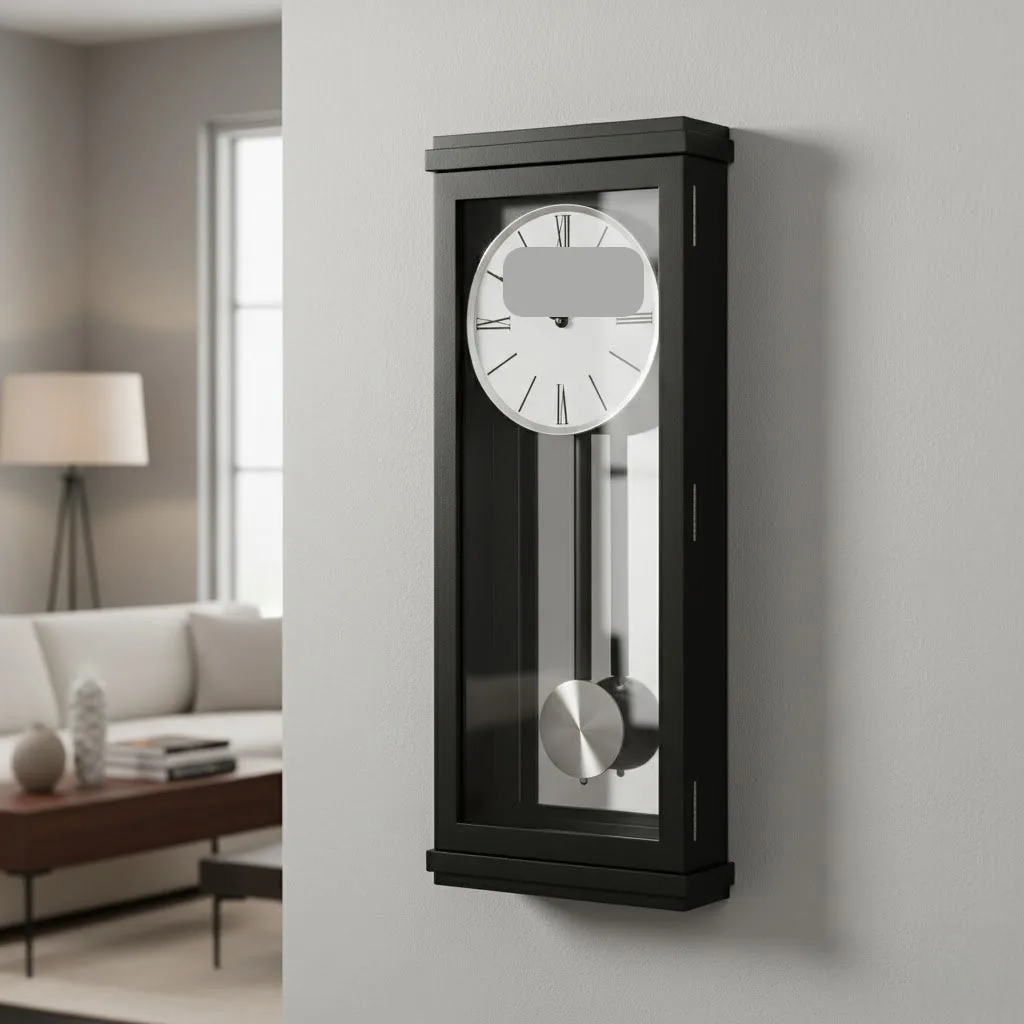 Black Satin Dual-Chime Pendulum Wall Clock