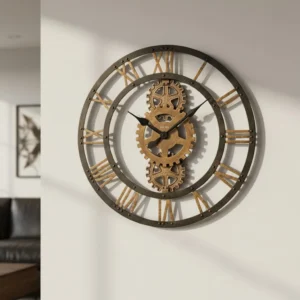 Warm Gray Gearwork Gallery Wall Clock
