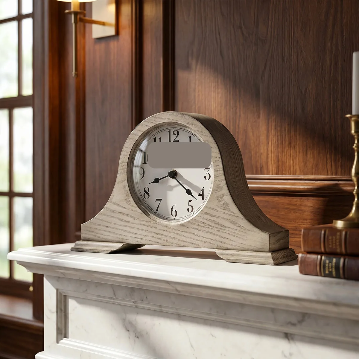 Warm Gray Tambour Mantel Clock