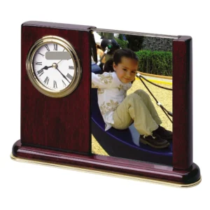 Rosewood Double-Photo Desk Clock