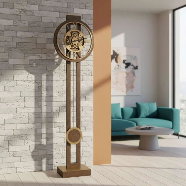 Charcoal Black Aged-Brass Floor Clock