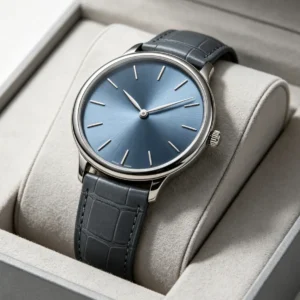 Blue-Dial Watch with Leather Strap — view 2