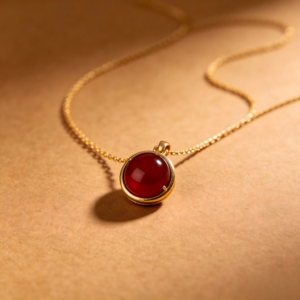 Crimson Garnet Drop Gold Necklace