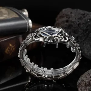 Blue-Dial Geometric Watch with Steel Bracelet — view 2