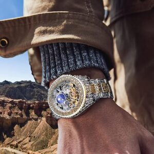 Silver Openwork Watch with Blue Accent — view 1