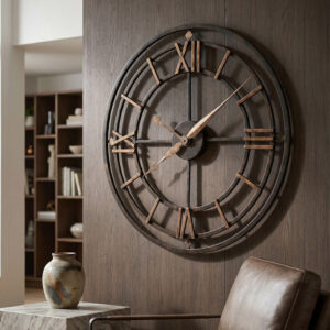 Aged Iron Open-Frame Wall Clock — view 1